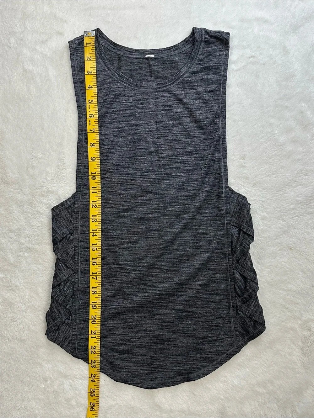 Lululemon Var-City Muscle Tank Heathered Black Size 6 Ruched Sides